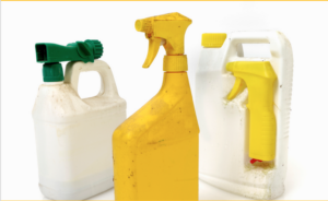 blank dingy pesticide spray bottles